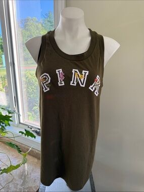 NWT,  PINK, Olive Green Floral Open Back Tank